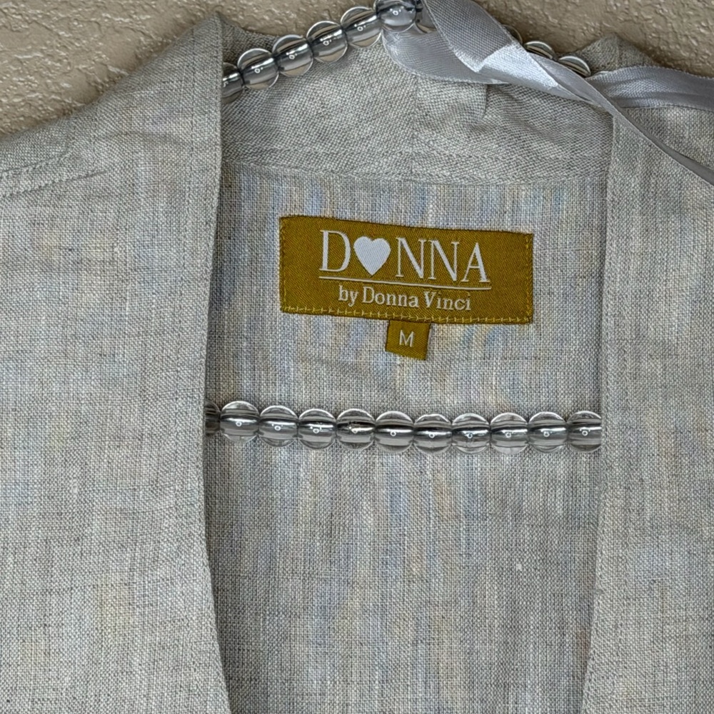 Donna By Donna Vinci Women's‎ Button-Down Linen vest beige neutral artsy - Picture 6 of 8